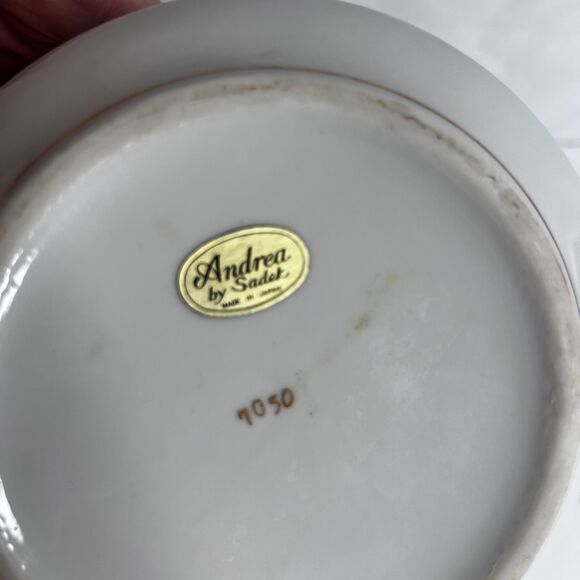 VTG Porcelain Silent Butler Crumb Ashes Collector Hinged Lid Andrea By Sadek - Picture 16 of 16